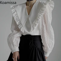 koamissa elegant woman cropped solid blouse long sleeves fashion office lady korean shirt sexy spring 2022 new arrivals blusas