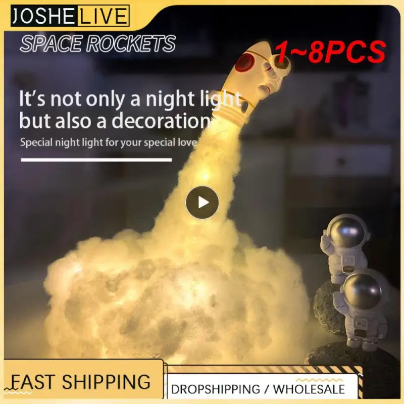 

1~8PCS Creative Night Light DIY Rocket Lamp LED Astronaut Night With USB Rechargeable Kids Home Decoration Night Light for Kids