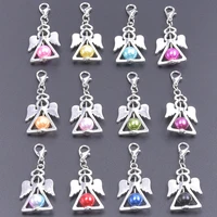 12pcs mix diy handmade dancing angel wings with lobster clasp vintage silver color charms pendants jewelry bag accessories