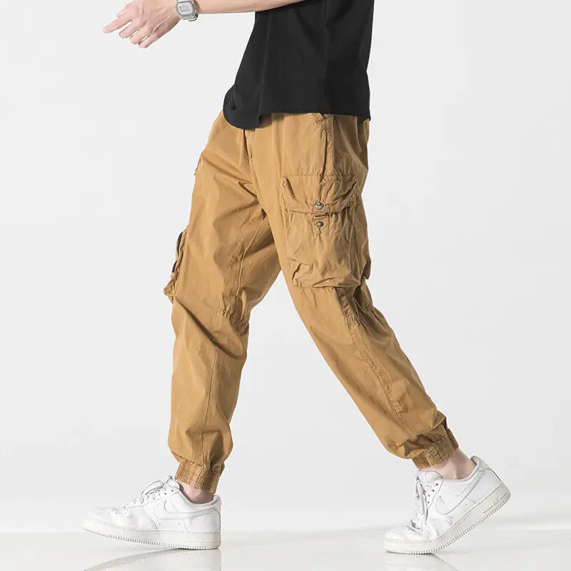 Casual Working Pants Trendy Brand Cotton Pocket Zipper Decorations Elastic Band Comfortable Sports Pants Men's Trousers