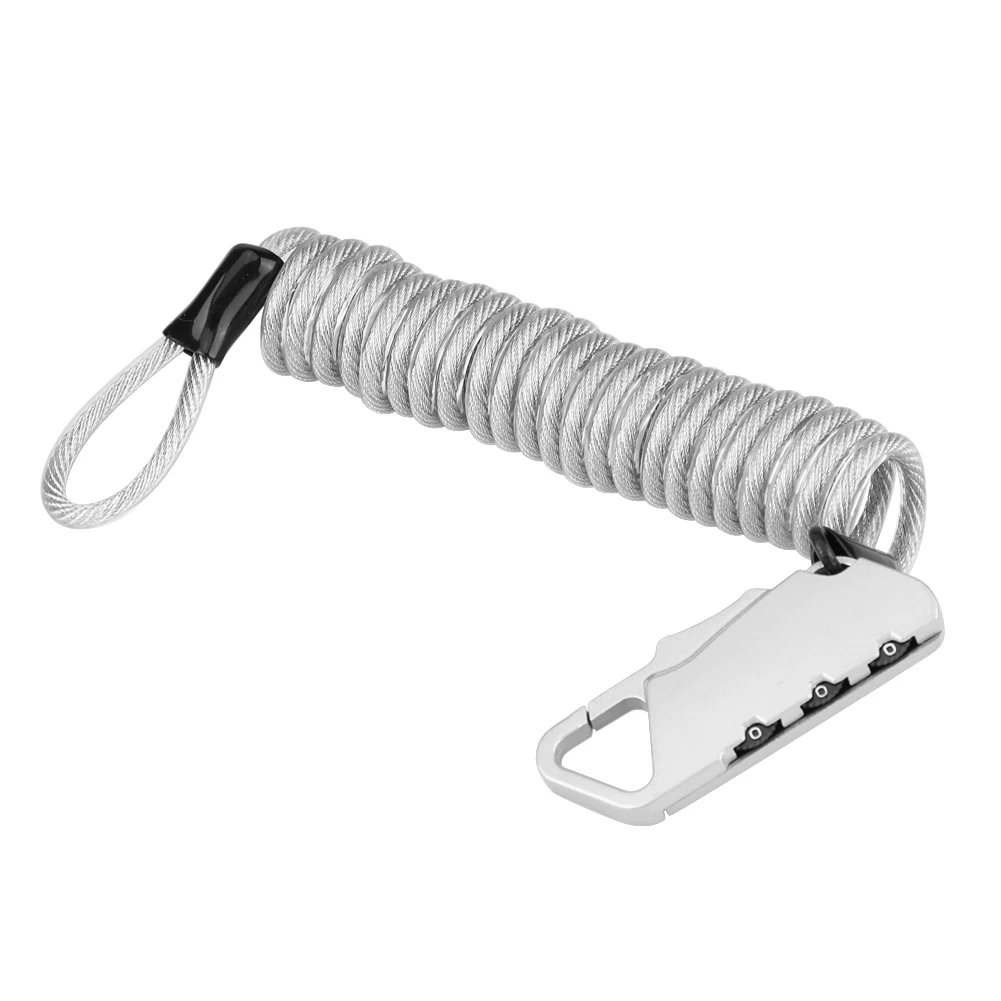 

Universal Motorcycle Helmet Lock & Cable Code Combination PIN Locking Carabiner Silver