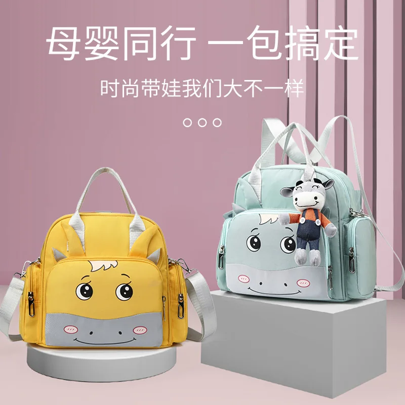 

Large capacity mother and baby bag 2023 new cartoon shoulder mommy bag handbag go out to store multi-function mommy bag