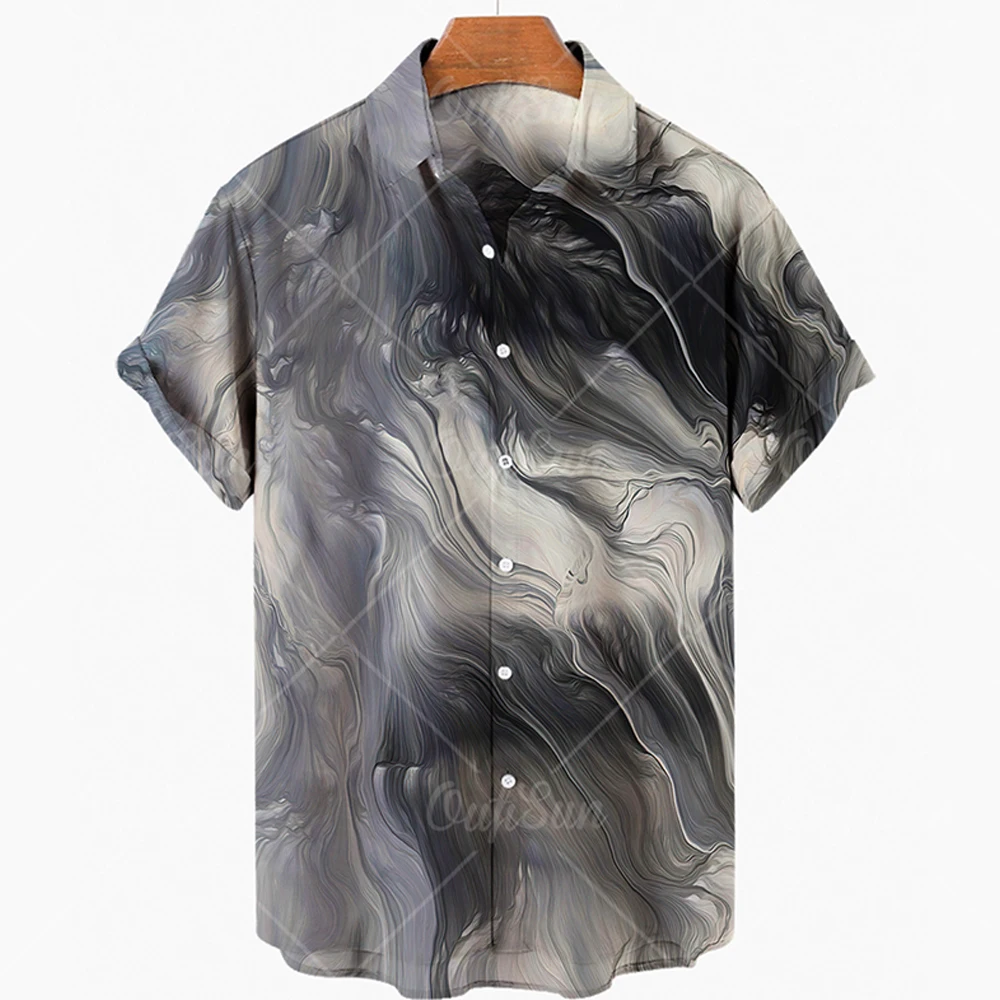 2023 Men's Short Sleeve Shirt Hawaiian men's shirt Loose lacquer beach Top 5XL