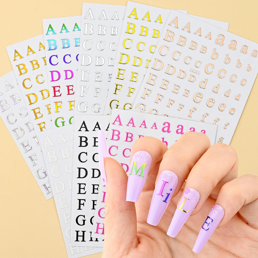 

1PC Roman 26 English Alphabet Number 3D Self-adhesive Nail Art Decal Sticker Word Small Letter Nail Tattoos Decal Stickers NSS-1