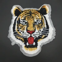 1 pieces exquisite sequin beaded large tiger head embroidery patch sew on for clothing diy t shirt jacket denim coat decoration