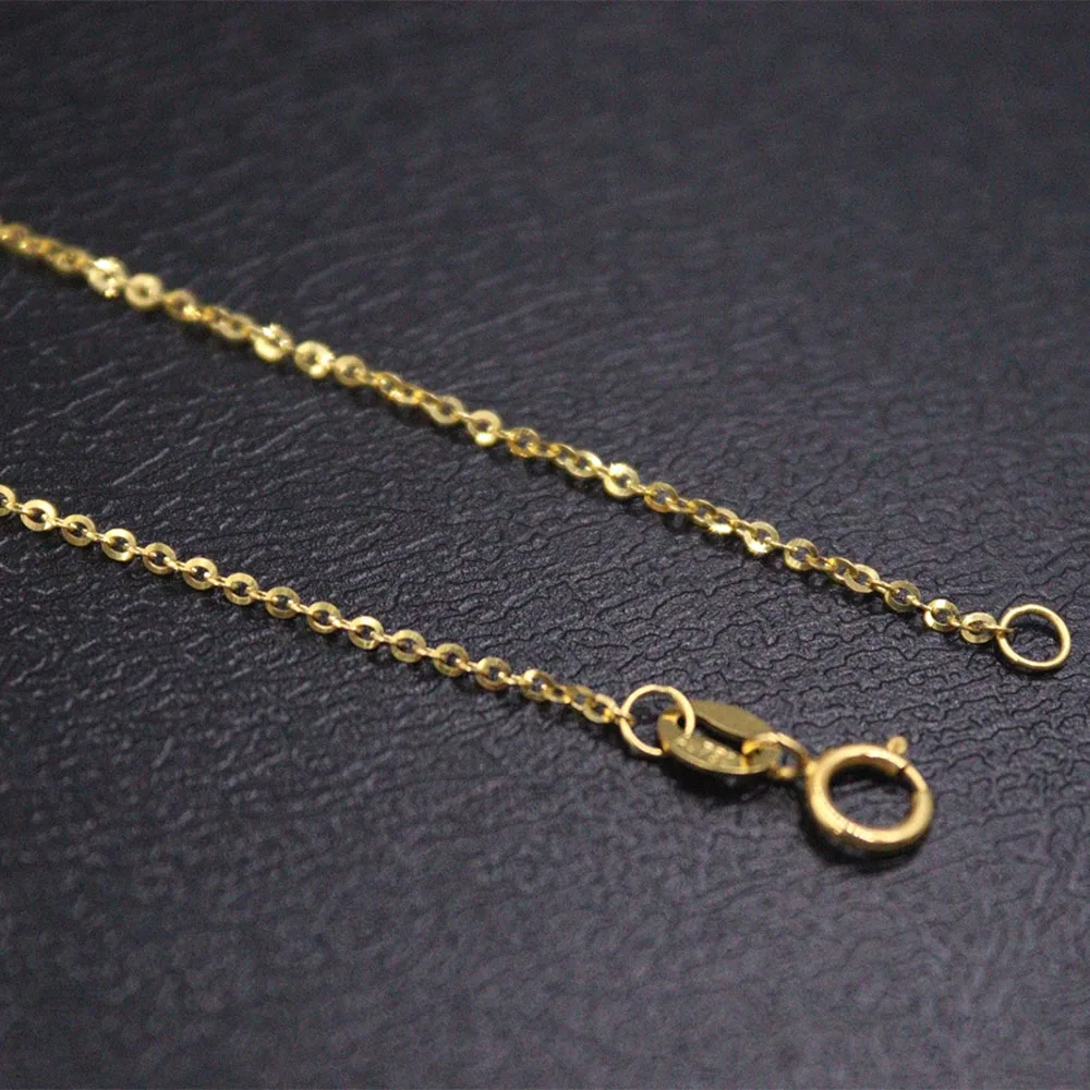 Au750 Настоящее твердое женское ожерелье из желтого золота 18 карат 1 мм Вт O Rolo Chain Link