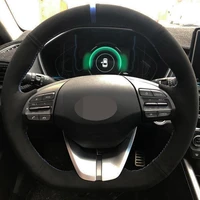 for hyundai ioniq 2017 2019 elantra 4 2016 2017 2018 2019 black genuine leather suede car steering wheel cover