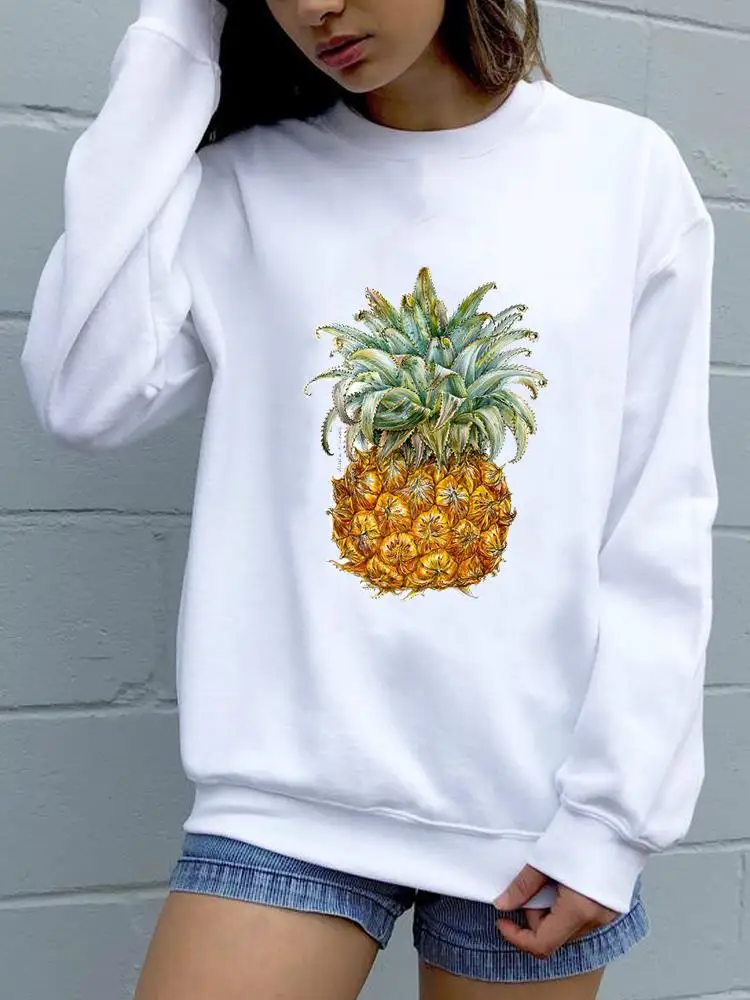 

Женский пуловер с рисунком ананаса, с круглым вырезом