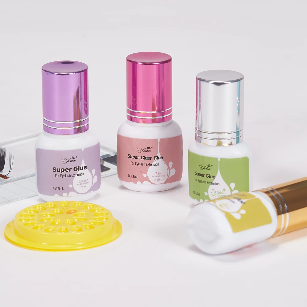 

Yelix 5ml Eyelash Extension Glue Fast Drying 1-2S Clear&Black Lowest Odor&irritation Eyelash Glue For Lash Extension Profession