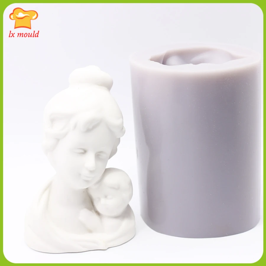 

New Mother's Day Silicone Moulds Kitchen Baked Melted DIY Pastry Decoration Retro Mother & Child Soap Gypsum Polymer Clay Molds