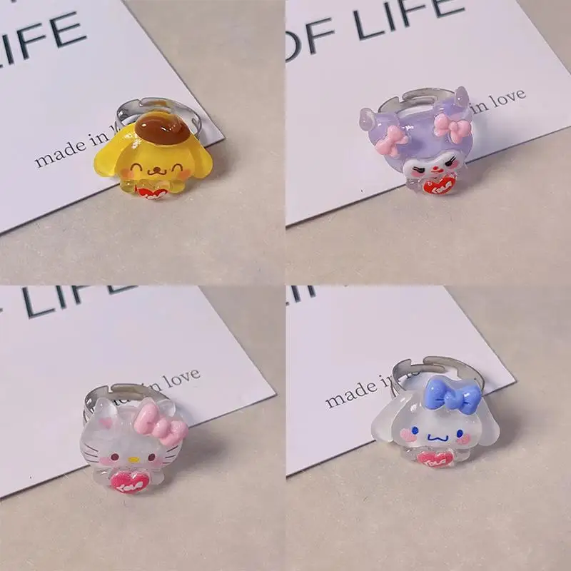 

Kawaii Sanrio, Hello Kitty My Melody Kuromi мультфильм Милая девочка кольцо влюбленные сестры Мода милый аниме персонаж подарок на день рождения