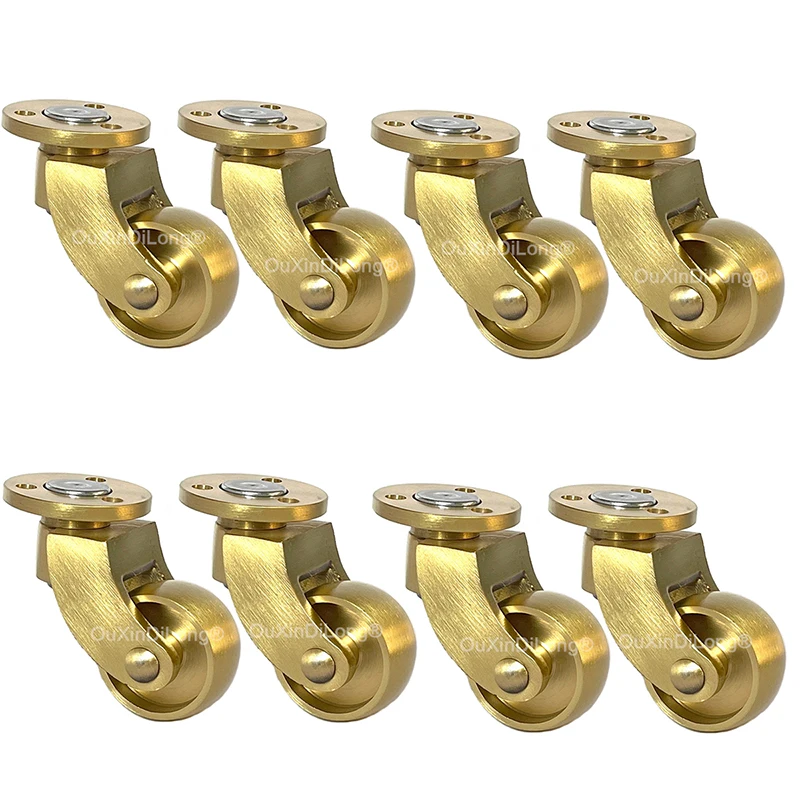 

8PCS Vintage 1" Solid Brass European Castors Round Plate 360° Swivel Caster Furniture Roller Sofa Casters Parts DC172