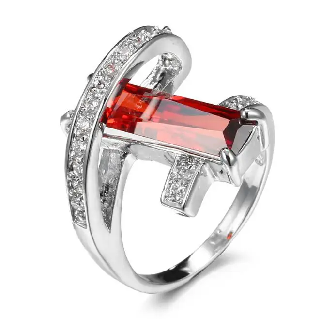 Фото Серебряные кольца Luckyshine с квадратными камнями: перидот, гранат, аметист, зеленый кварц – идеальный подарок на праздник №4
