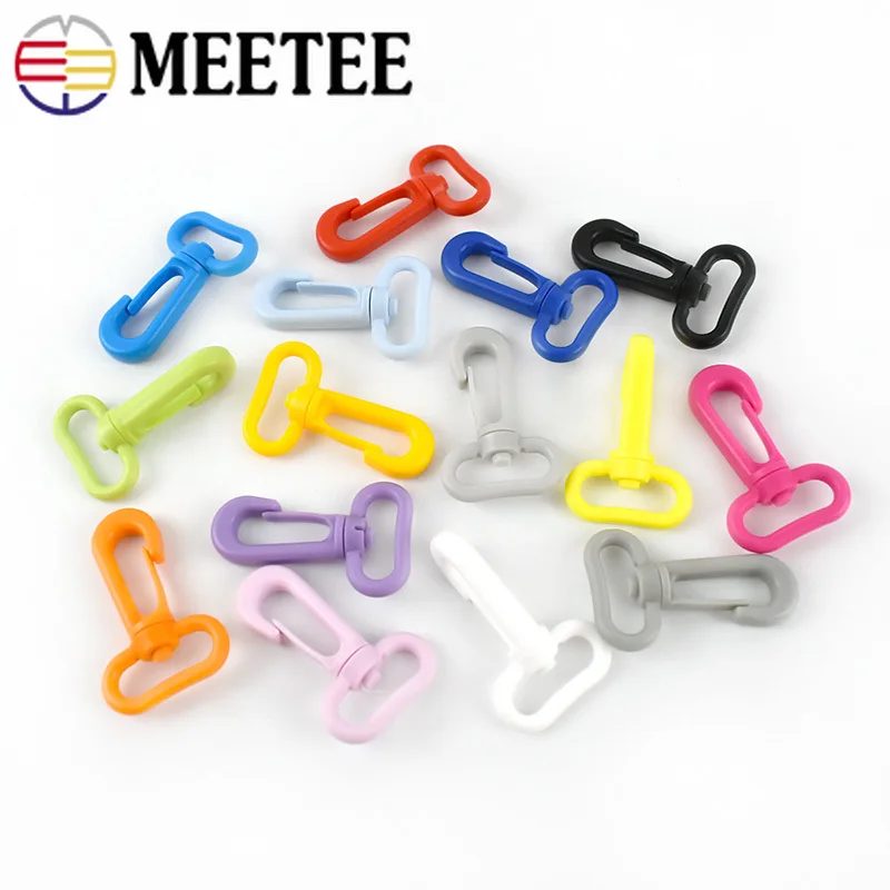 

Meetee 20pcs 13/20/25/30mm Plastic Belt Buckles Rotating Carbines Lobster Buckle DIY Strap Hang Hook Bag Parts Accessories