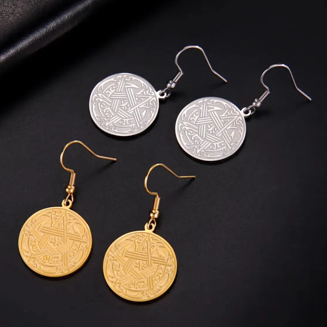 LIKGREAT Нержавеющая сталь гот пентаграмма пентакль звезда серьги-капли для женщин