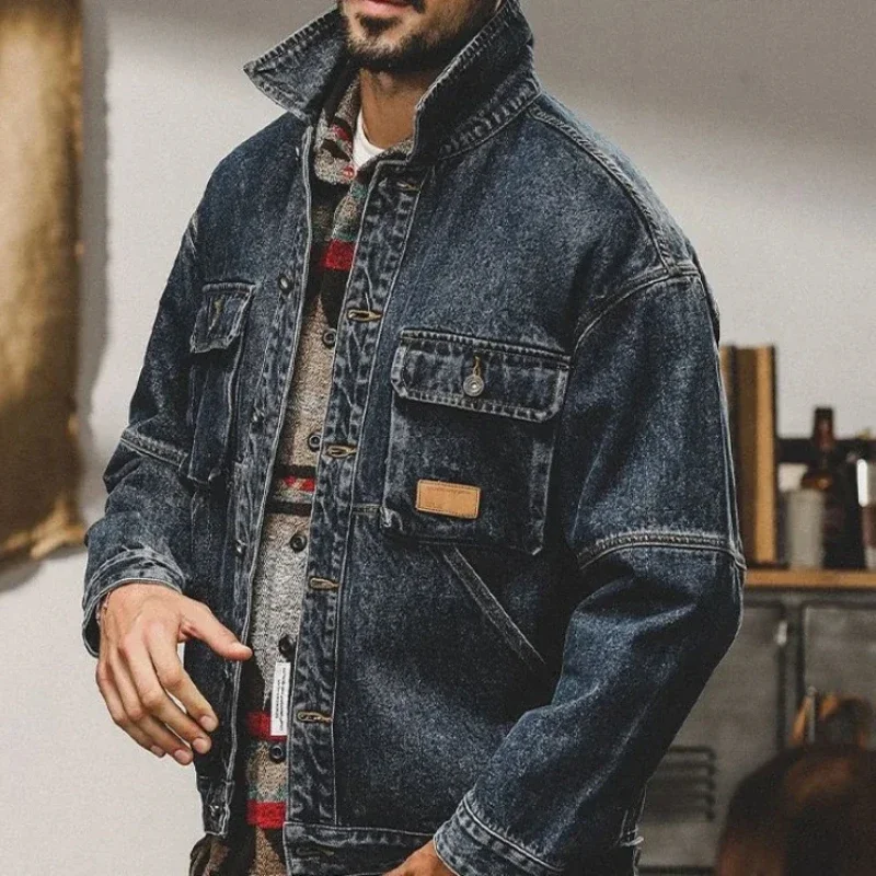 Зима 2024, свободное ковбойское пальто для мужчин, модное стираное низкая цена Y2k, новые повседневные джинсовые куртки, мужская корейская популярная одежда, роскошная одежда (art.: 3920ca3ff67da) - 3920ca3ff67da