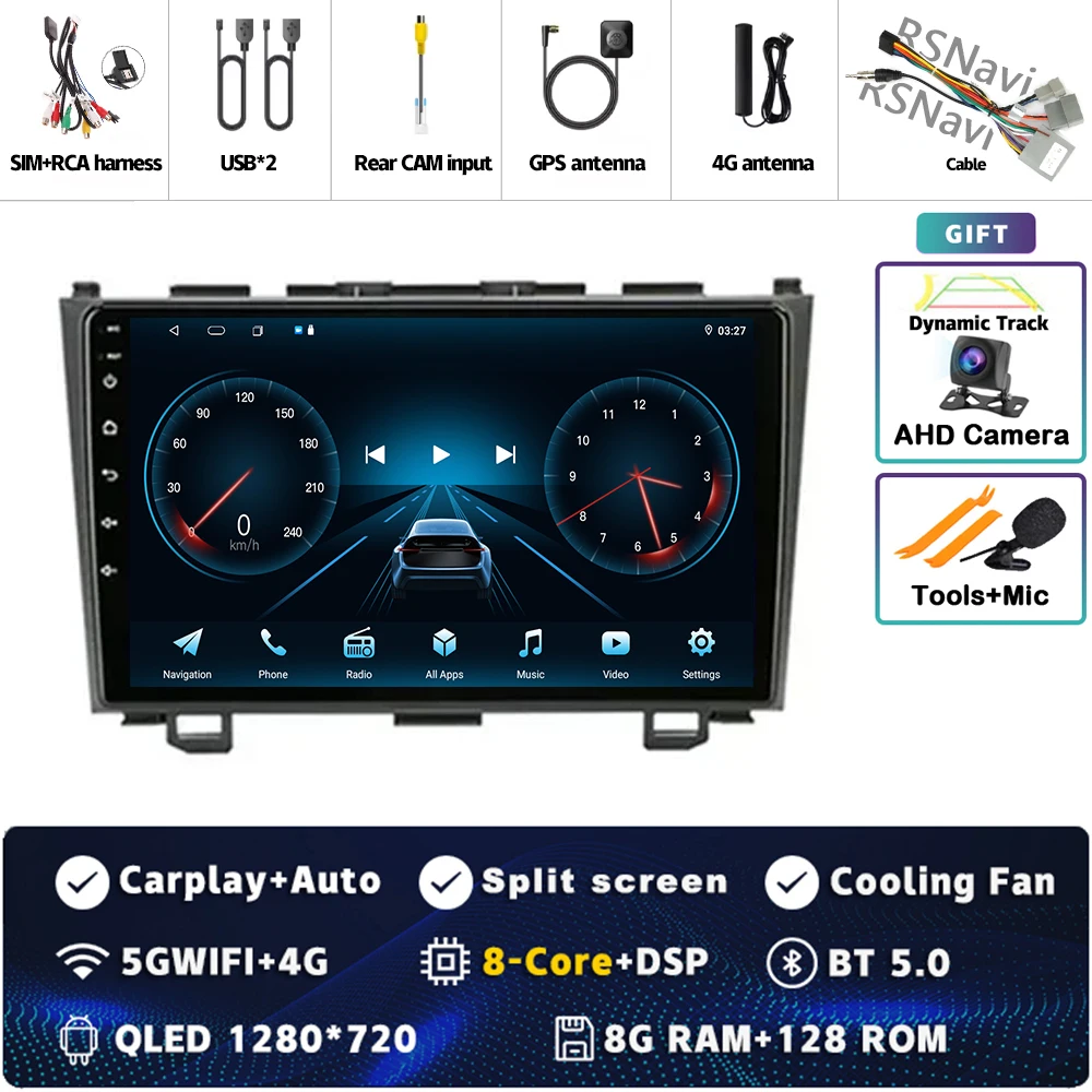 

Автомобильный радиоприемник Carplay Android 15 для Honda CR-V 3 RE CRV 2007-2011 Мультимедийный видеоплеер Навигация GPS Стерео 2Din DVD WIFI