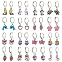 trendy cute mermaid unicorn animals hoop earring set for colorful enamel oil dripping animal huggie hoop earrings jewelry