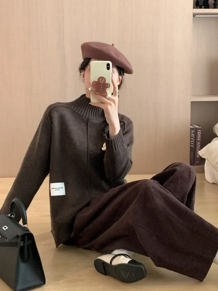 2024 мягкая восковая полуводолазка новый повседневный однотонный свитер толстый