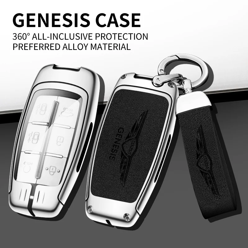 

Zinc Alloy Car Key Case Key Bag Shell Protector For Hyundai Genesis G80 GV70 GV80 GV90 2019 2020 2021 2022 Keychain Accessories