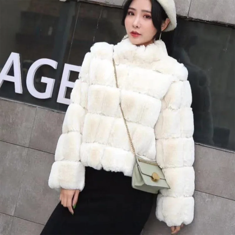 Luxury Faux Fur Coat Women Winter Thick Warm Solid Color Zipper Fur Coat Women Casual Thick Black Overcoat 2021 Womens Jacket