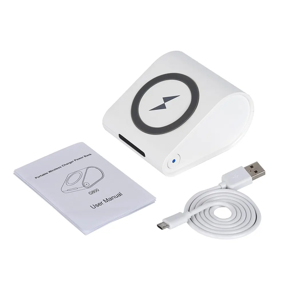 

White ABS Upper and Lower Non-Slip Design Wireless Charging With Stand 10400mAh G800 Power Bank Charger For Mobile