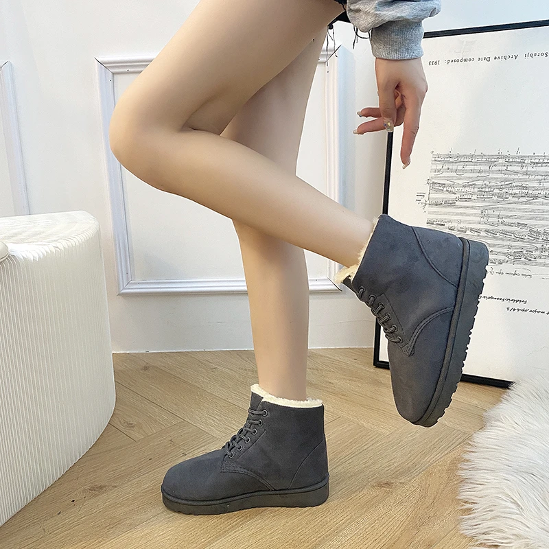 Женские ботильоны на платформе коричневые водонепроницаемые ботинки плоской