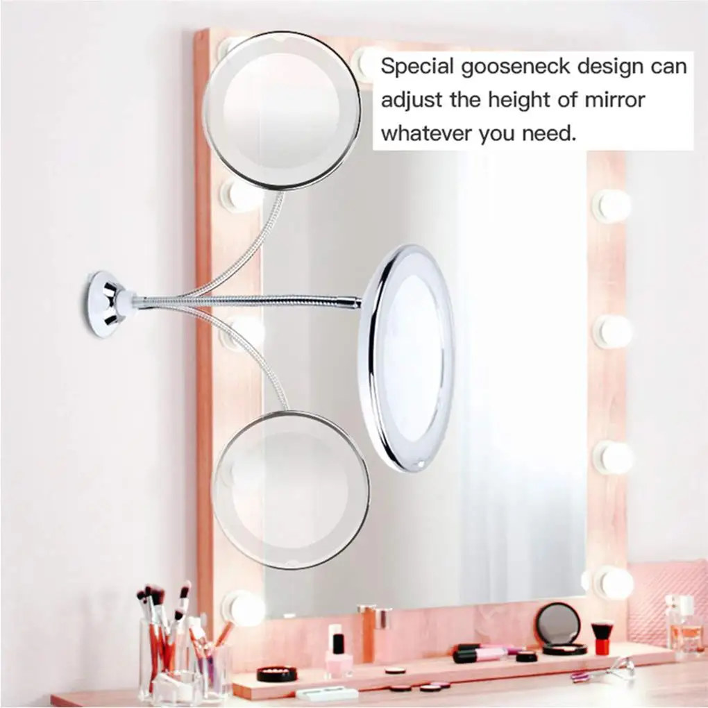 

10X Magnifying Makeup Mirror with LED Light Cosmetic Mirror 360 Degree Rotation Beauty Mirror for Tabletop Bathroom Traveling