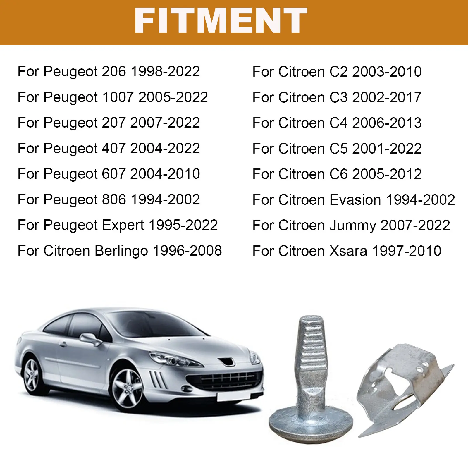 10-100 шт. для Citroen C2 C3 C4 C5 C6 Peugeot 206 207 406 407 807: Крепежные винты для брызговиков, клипсы для защиты двигателя и днища (art.: 3920dc1ac9a67) - 3920dc1ac9a67