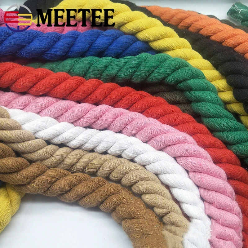 2Meters Meetee 20mm 3 Shares Colored Twisted Cotton Cords Bag Home Textile Tree Decoration Rope DIY Sewing Accessories Crafts - купить по