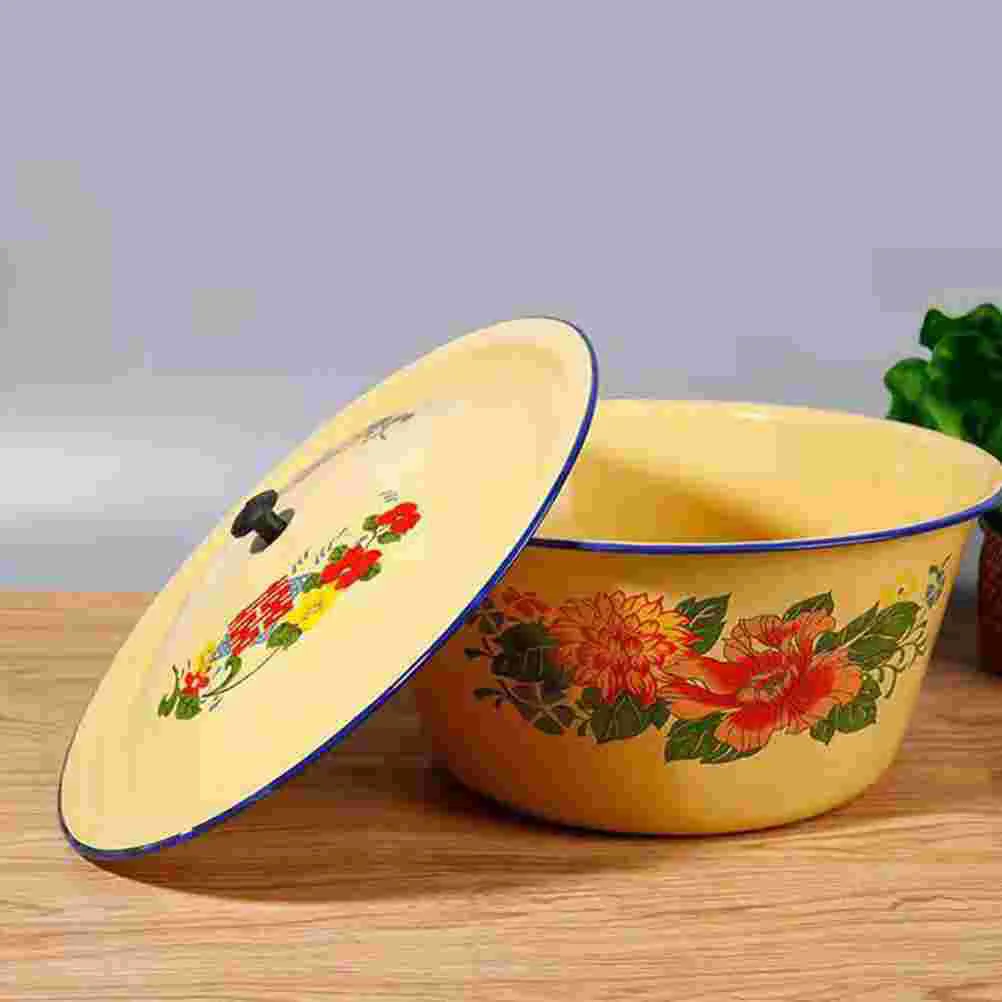 

Enamel Bowl Pot Soup Bowls Enamelware Basin Mixing Serving Salad Vintage Stew Plates Large Cooking Washing Roundstock Cookware