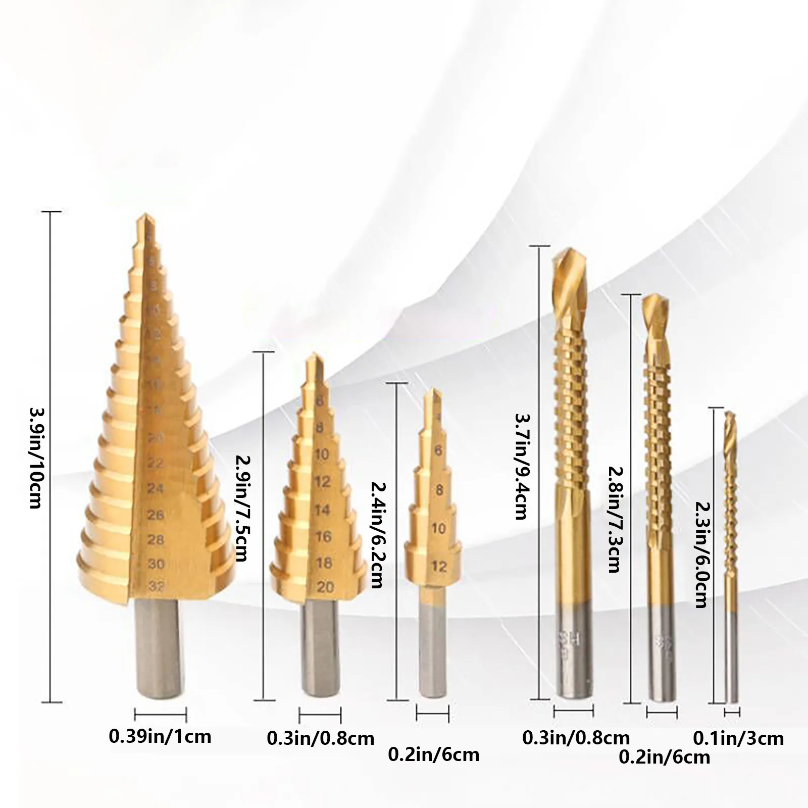 6PC Шестигранный рукоятка спиральный шаговый сверлить пагода бита отверстие многоцелевой ремонта пластины Железо Алюминий Покрытие шага на.