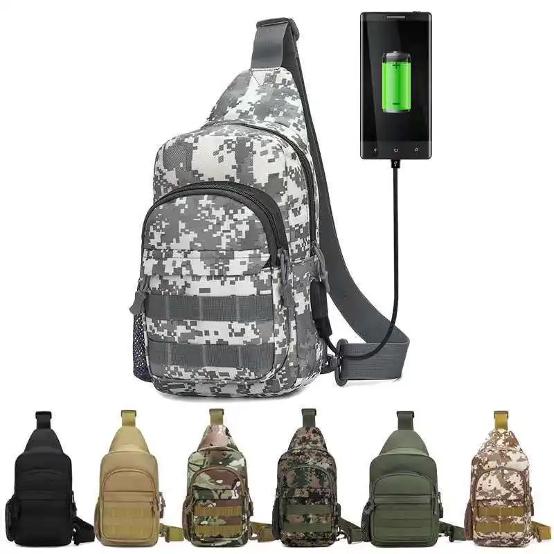 Lua Chest Bag Men'S And Women'S Outdoor Camouflage Tactical Backpack Mountaineering Sports Cycling Crossbody Bag Usb Charging Mu