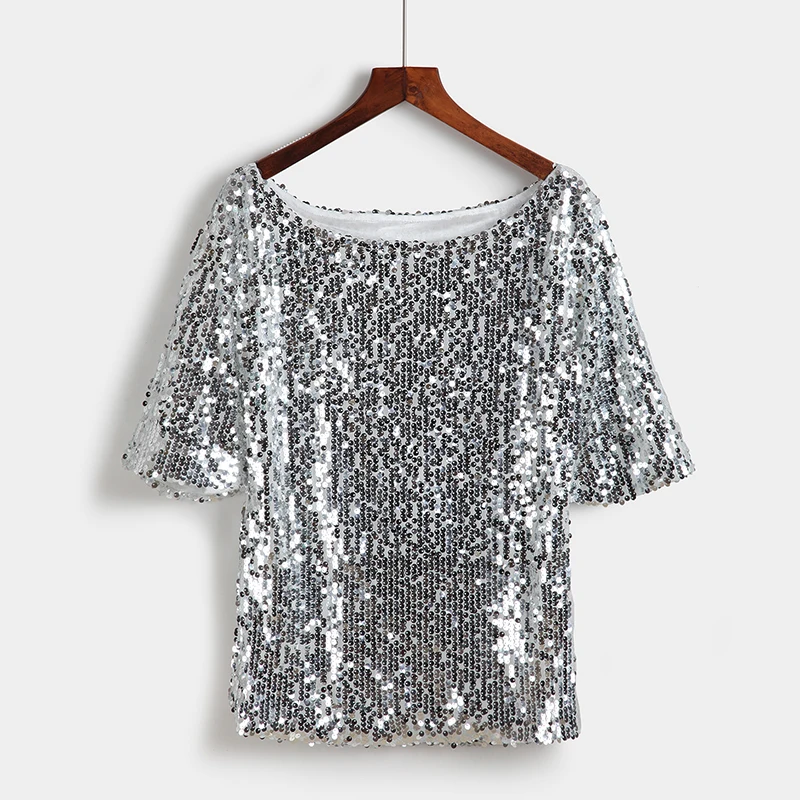 

Новинка 2022, модные женские пикантные свободные блестящие блузки с открытыми плечами, летние повседневные рубашки, блузка для вечерние Рино...