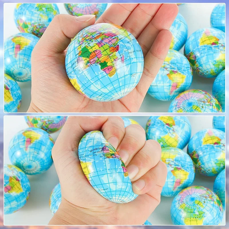 Globe Squeeze Balls Earth Stress Relief Balls Foam Squeeze Balls Educational Stress Balls for Finger Exercise School Carnival
