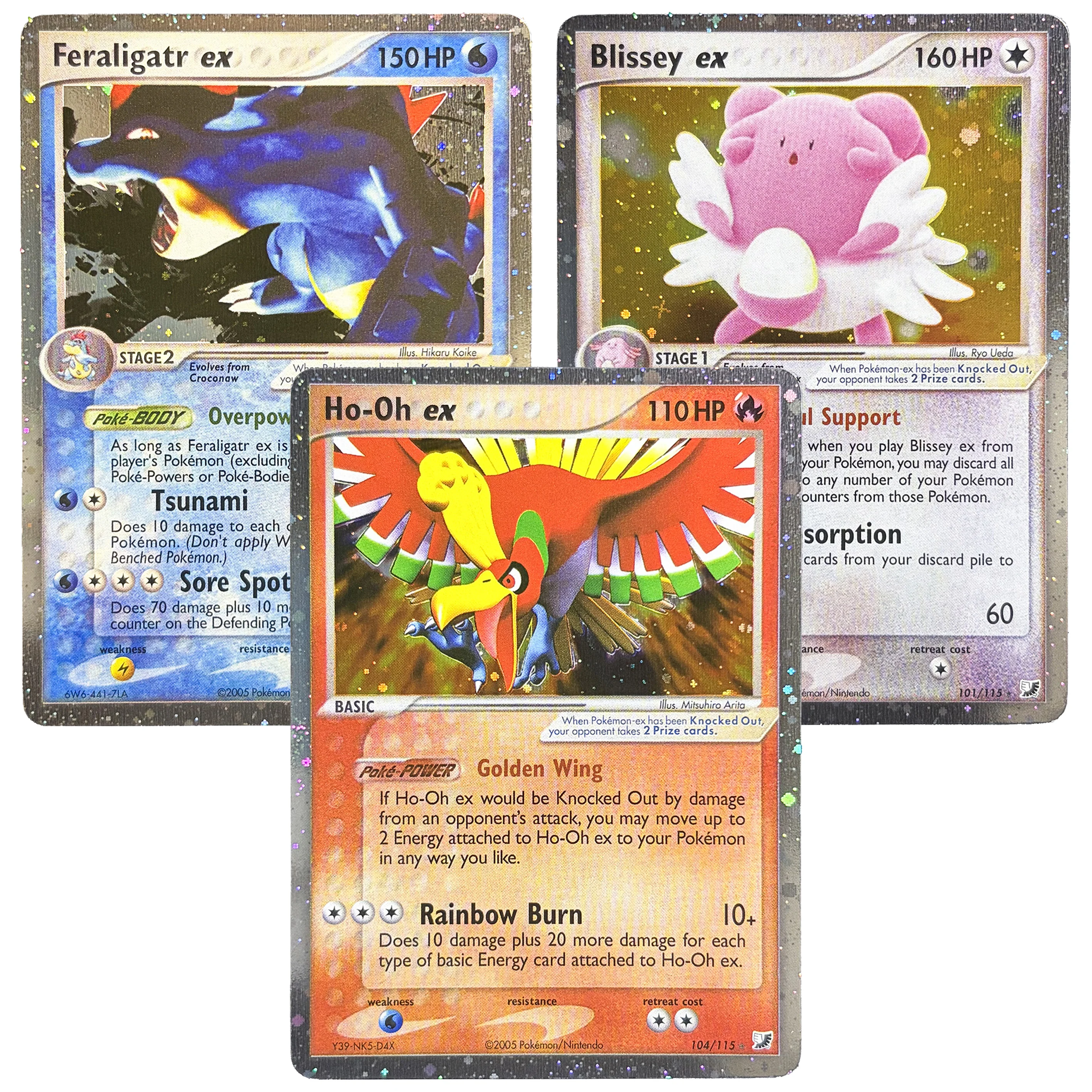 Фото Набор из 6 новых голографических карт PKM Unseen Forces (UF) для коллекционной игры PTCG: Feraligatr, Ho-Oh, Flareon, Blissey, Ampharos (прокси-карты) №1