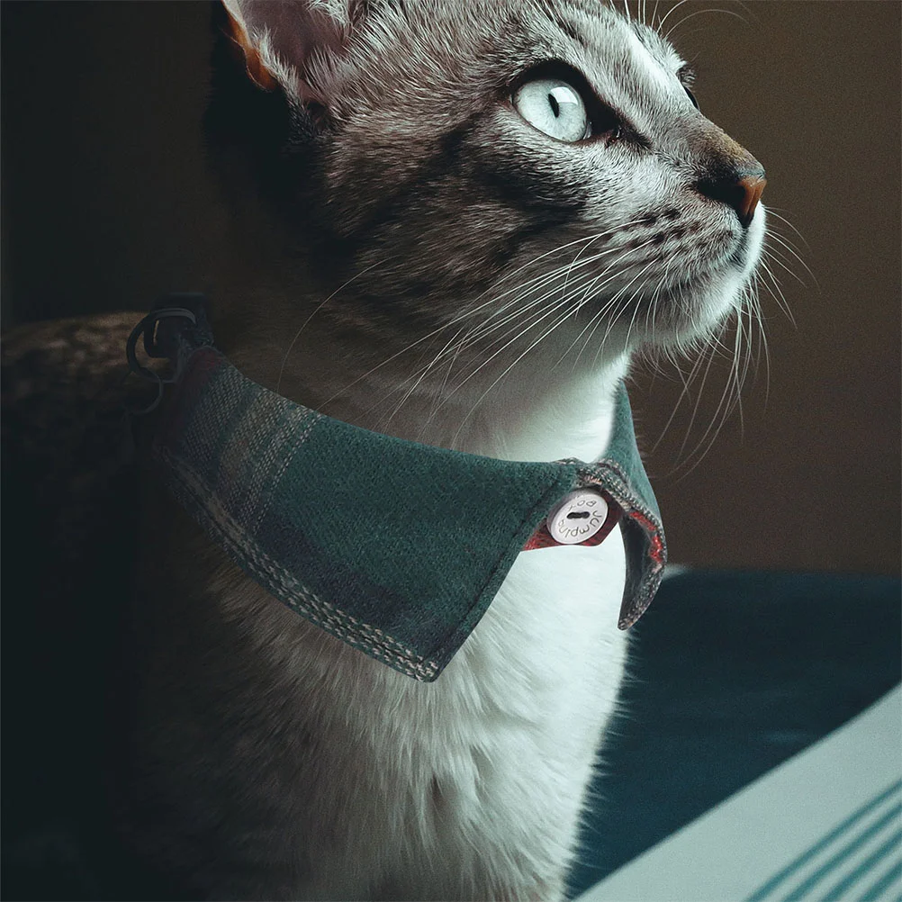 

2pcs Pet Collar with Bell Kitten Decorative Neck Collar Adjustable Plaid Cat Collar