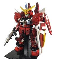 moc gundamed justice robot anime mecha building blocks assembled model red military robot bricks toys children gifts