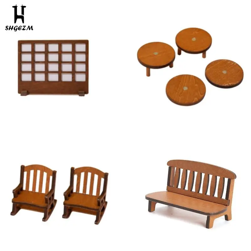 Кукольный домик, маленький деревянный круглый мини-стол, миниатюрный кукольный домик, маленький стол, мини-мебель, оригинальные игрушки в с...