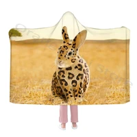 creative rabbit print cool hooded blanket and fancy cape warm soft flannel throws for adults and kids for all seasons