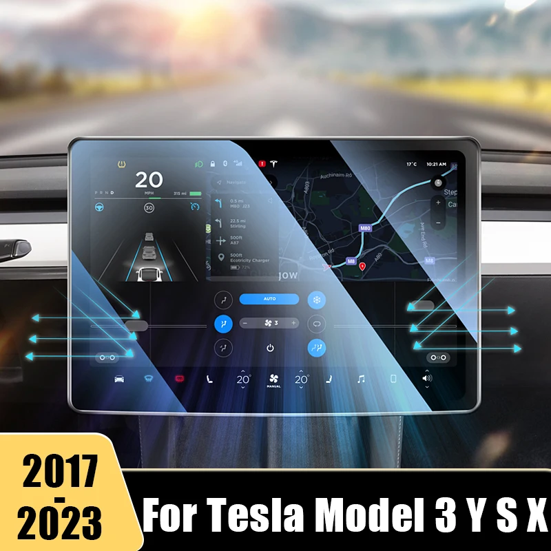 

For Tesla Model 3 Y S X 2017 -2019 2020 2021 2022 2023 Car Dashboard Screen Navigation Tempered Glass Monitor Film Protector