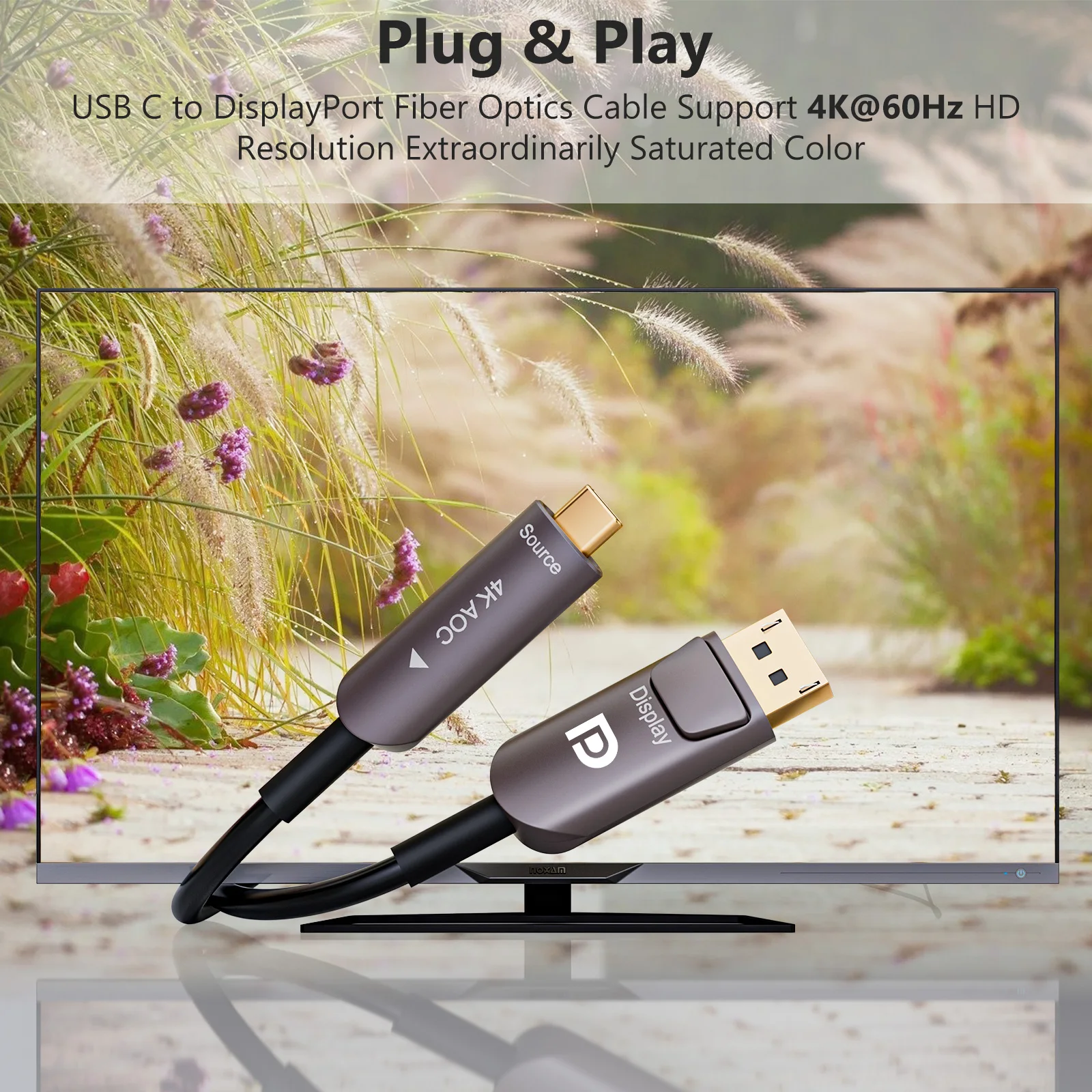 Оптоволоконный кабель USB C к Displayport 4 K 3.1 Type Thunderbolt 3/4 Kompatibel для MacBook Pro/Air