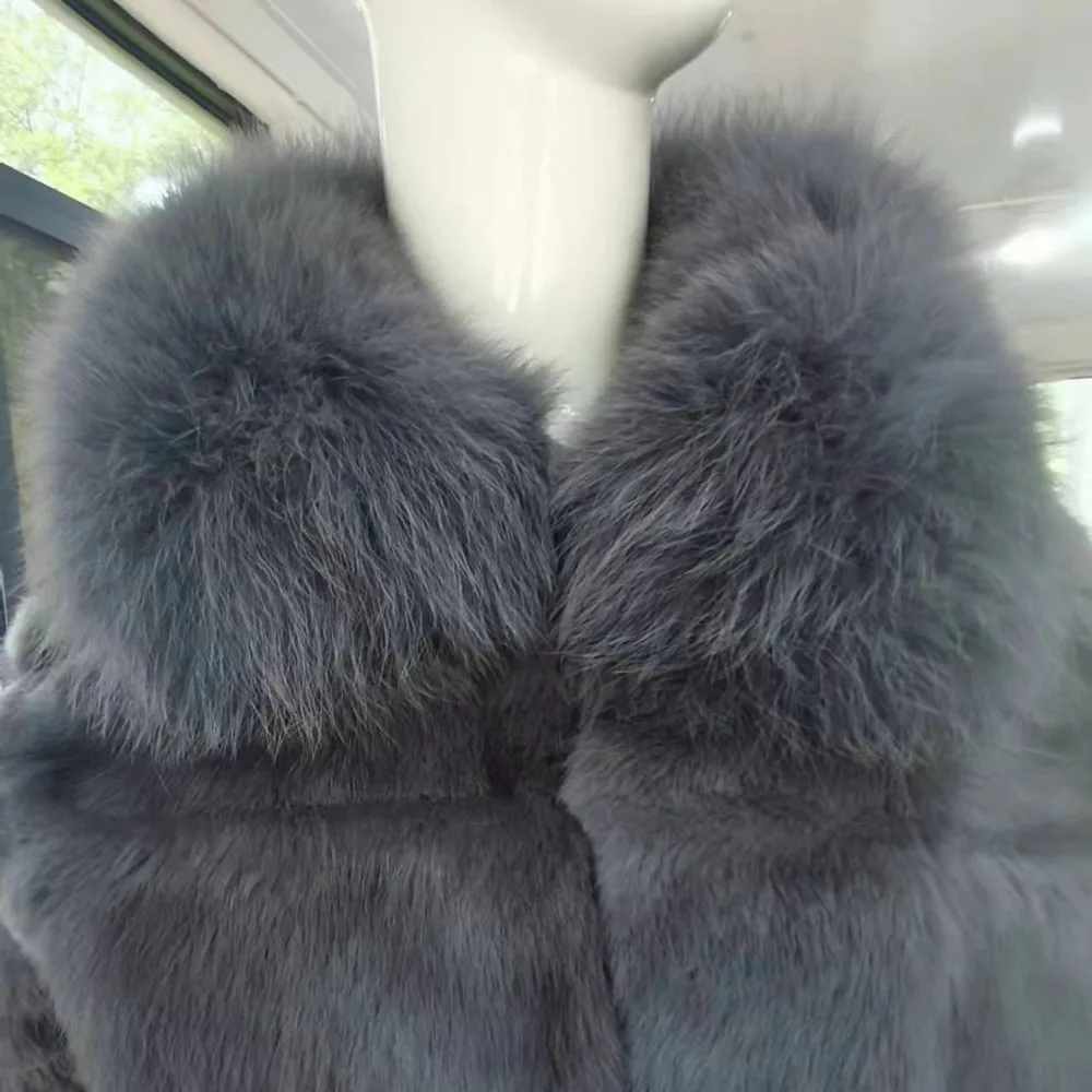 Женская куртка из лисьего меха OFTBUY зимняя безрукавка натурального кроличьего с