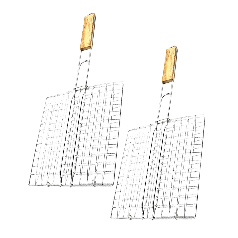 

2 Pcs Barbecue Grill Portable Grills Net Grilling Tools Outdoor Grill Barbecue Tool Grilled Fish Clips Fish Cooking Basket