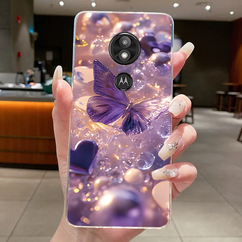Фото Для Motorola Moto E5 Play E5 Plus Прозрачный роскошный чехол с бабочкой и модными цветами, мягкий чехол из ТПУ для MotoE5 e 5 Play Plus, чехол для телефона №5