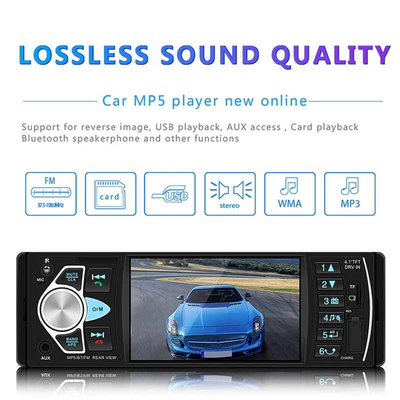 

4Inch Screen 1 DIN Car Stereo Audio Automotive Bluetooth With USB USB/SD/AUX Card Autoradio FM MP3 Player Type:ISO-4022D