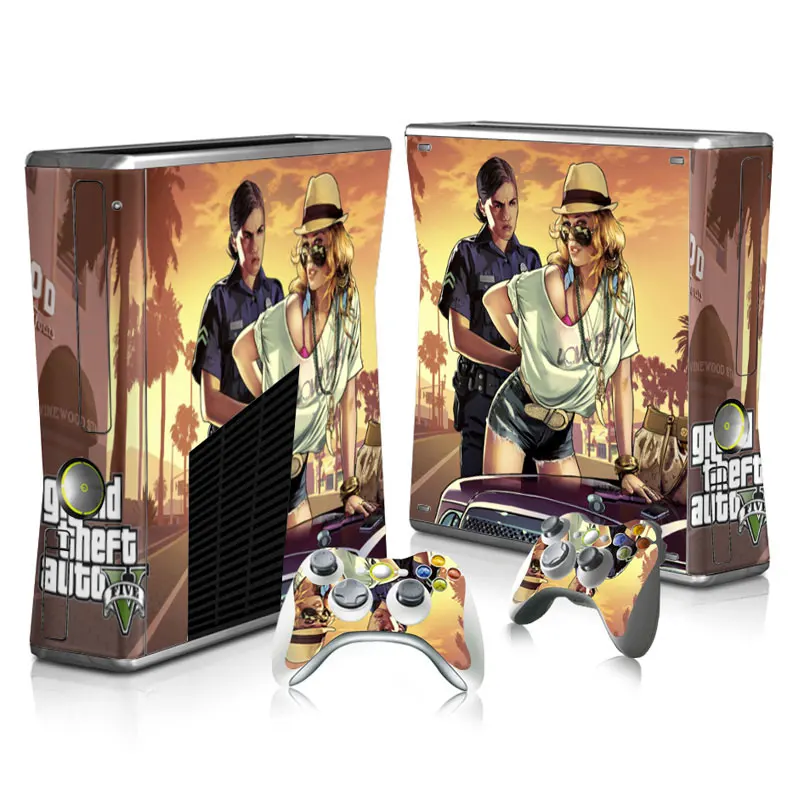 Защитный чехол GTA V Skin Stickers для Xbox 360 Slim Console и 2 защитных контроллеров с