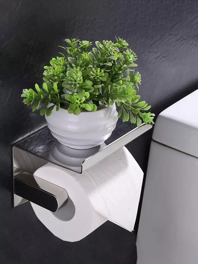 

Wall Mount Toilet Paper Holder Bathroom Tissue Accessories Rack Holders Self Adhesive Punch Free Kitchen Roll Paper Accessories