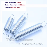 135pcs open hook tension spring wire dia 2mm pullback torsion extension steel spring zinc plating length 40mm100mm industria