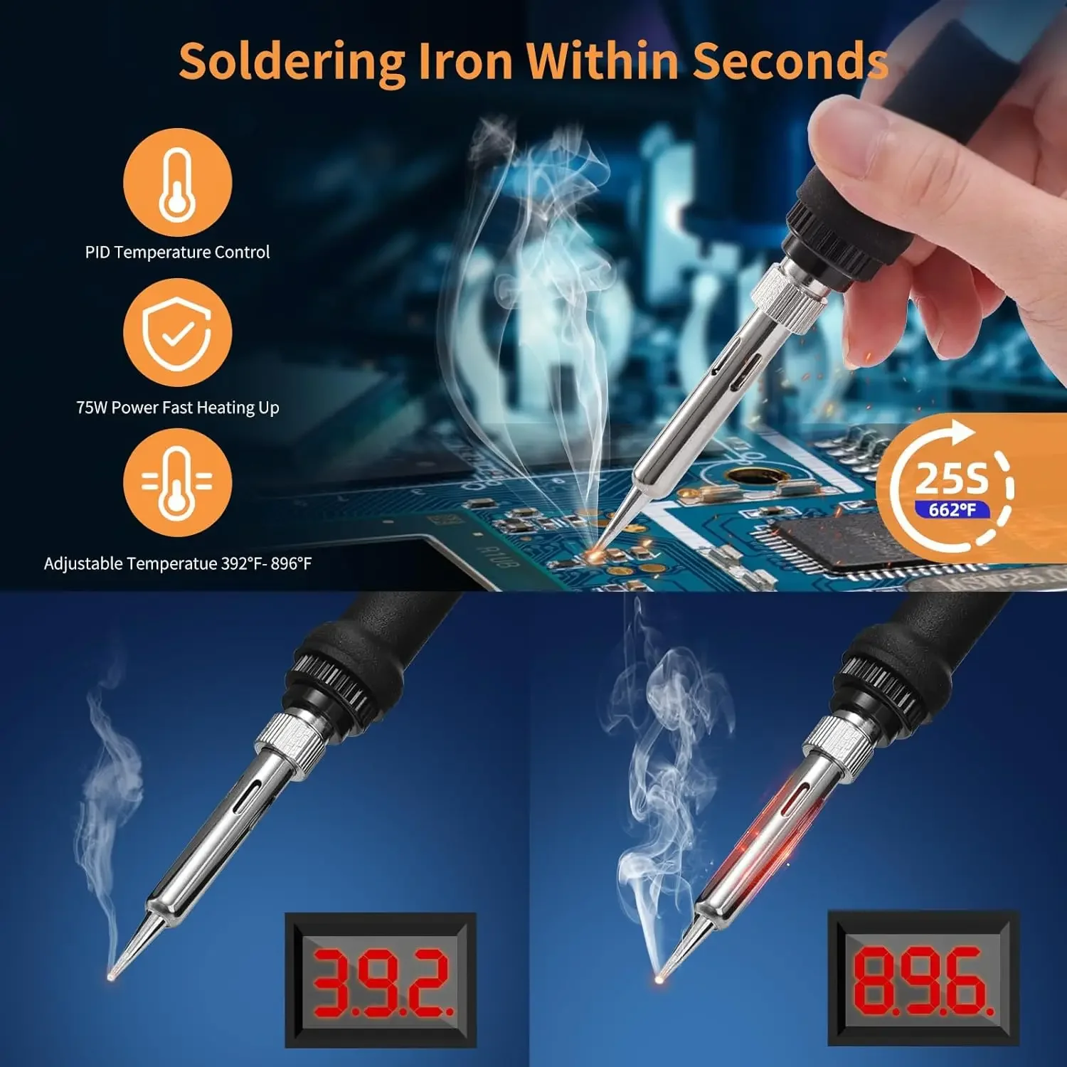 Электрический паяльник Yofuly 75 Вт паяльная станция с двойным цифровым дисплеем